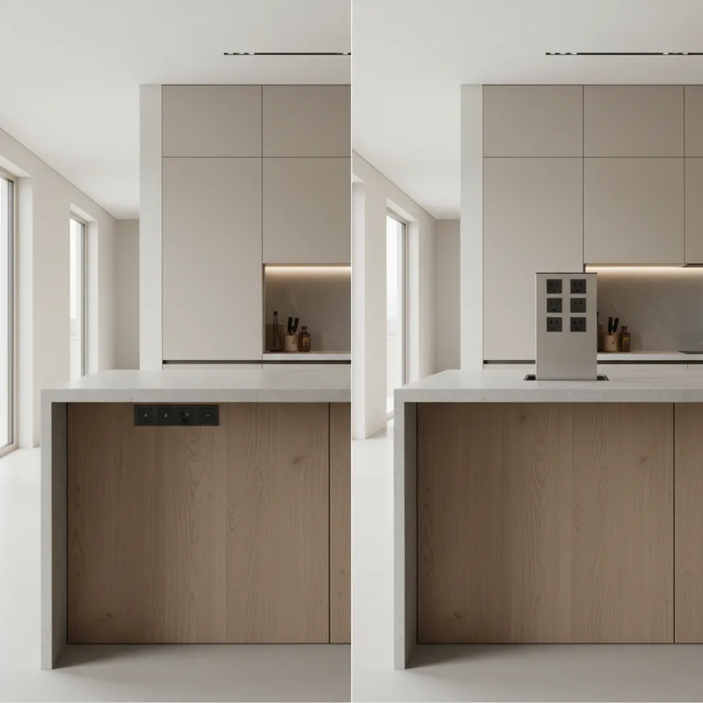 Hardwired Outlet Strip vs Pop-Up Outlet for Kitchen Islands