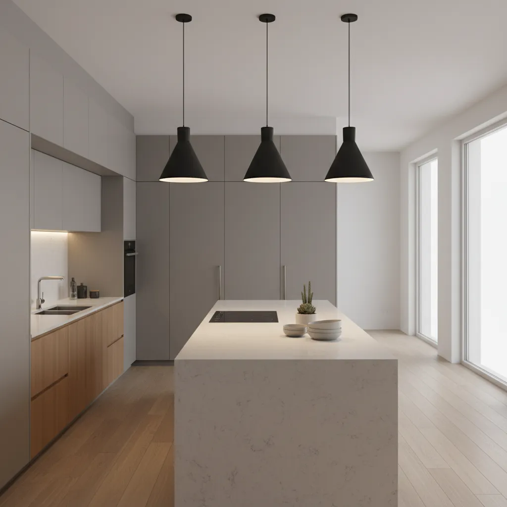 Pendant lights hanging at correct height above kitchen island