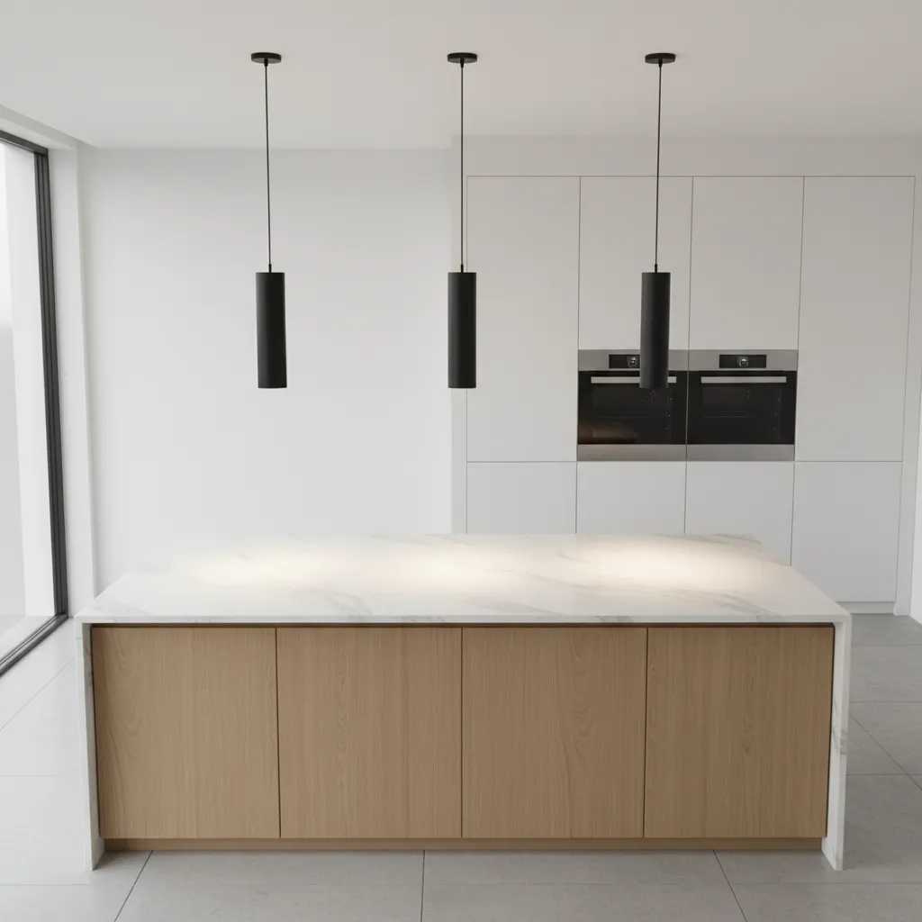 Kitchen island pendant lighting spacing example