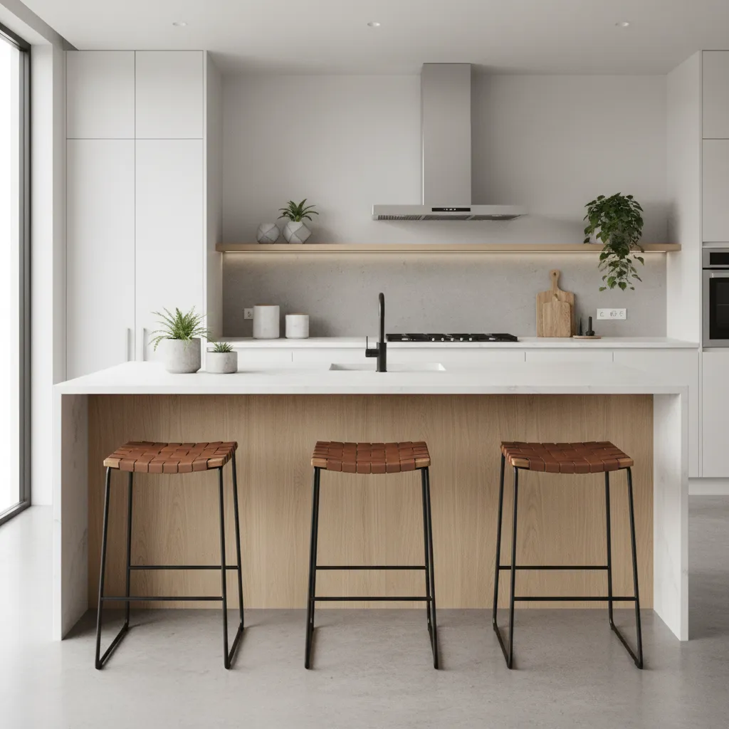 Kitchen island seating spacing and stool layout visualization