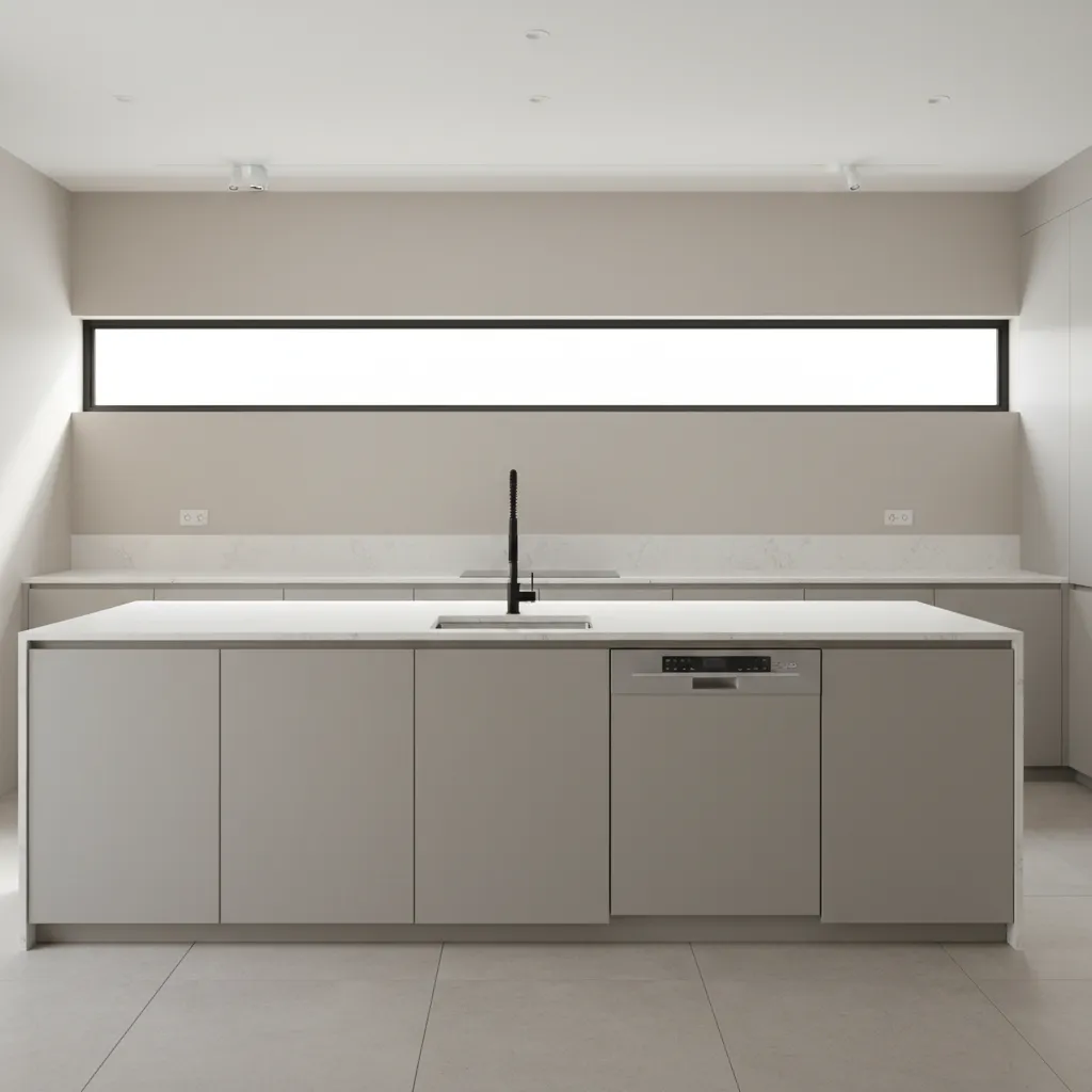 modern kitchen island with sink and dishwasher installed in contemporary kitchen