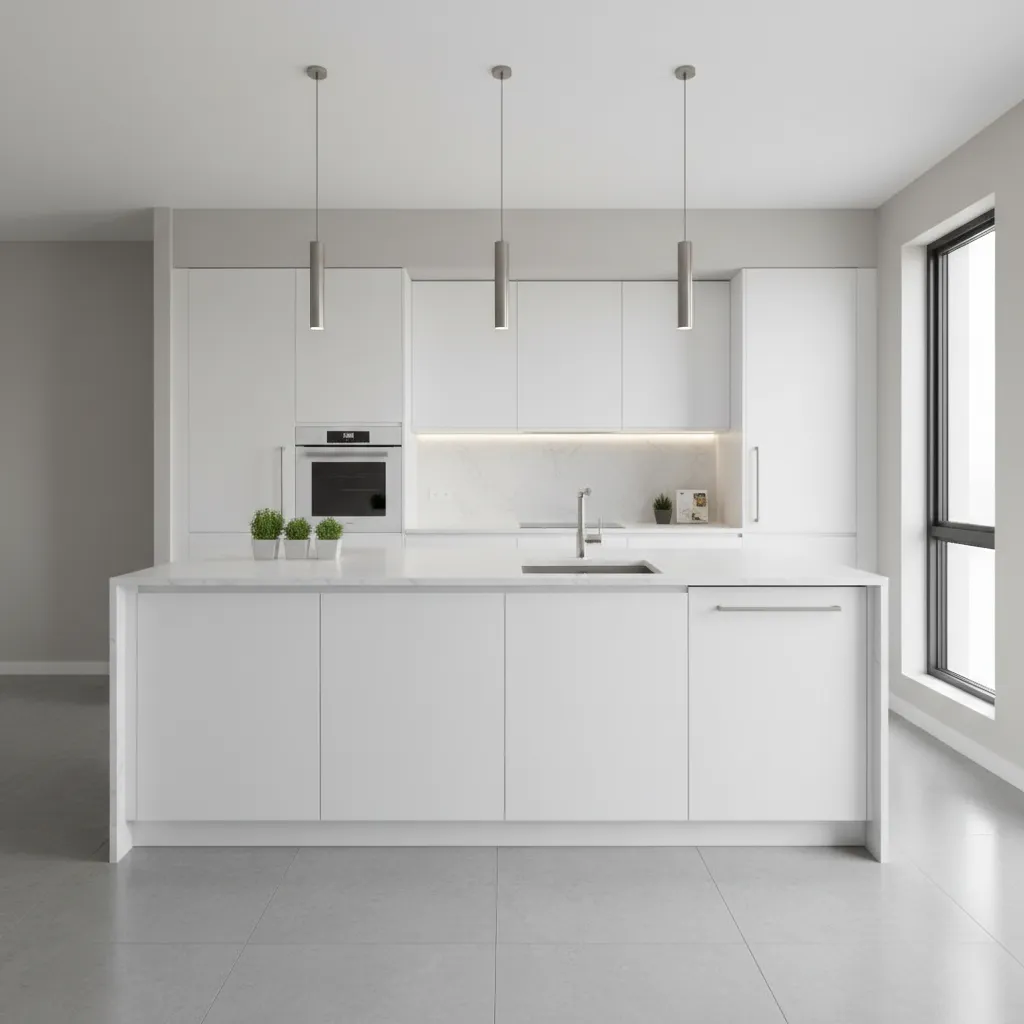 Kitchen island with sink and dishwasher layout in a modern residential kitchen