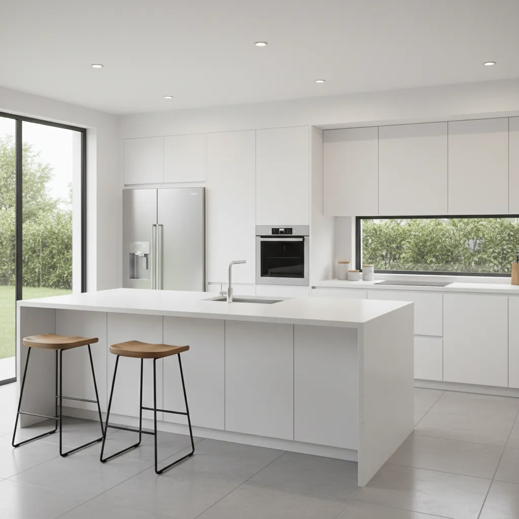 open kitchen with six foot island featuring sink dishwasher and seating