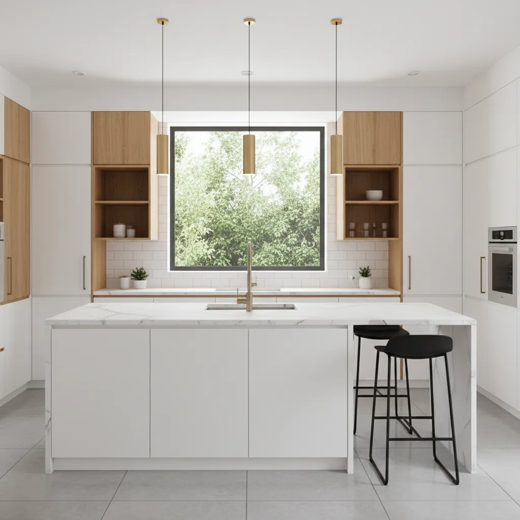 Modern kitchen island with storage and seating design