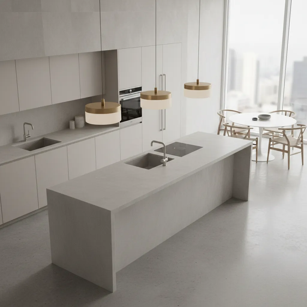 kitchen island width and pendant diameter relationship illustration