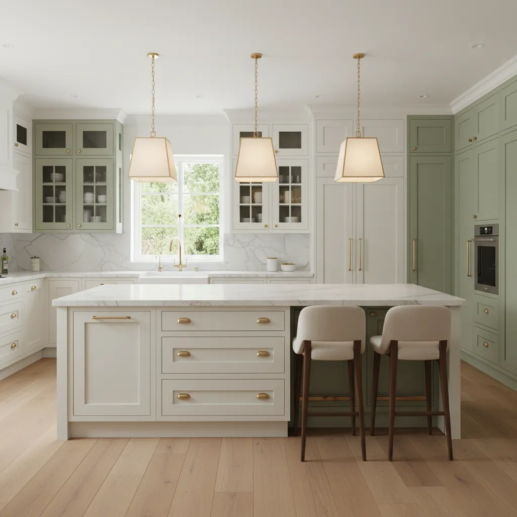 Kitchen island with storage drawers and seating