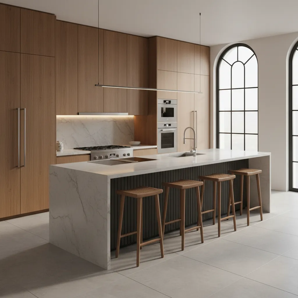 Modelo 3D de una cocina analizando distribución y circulación