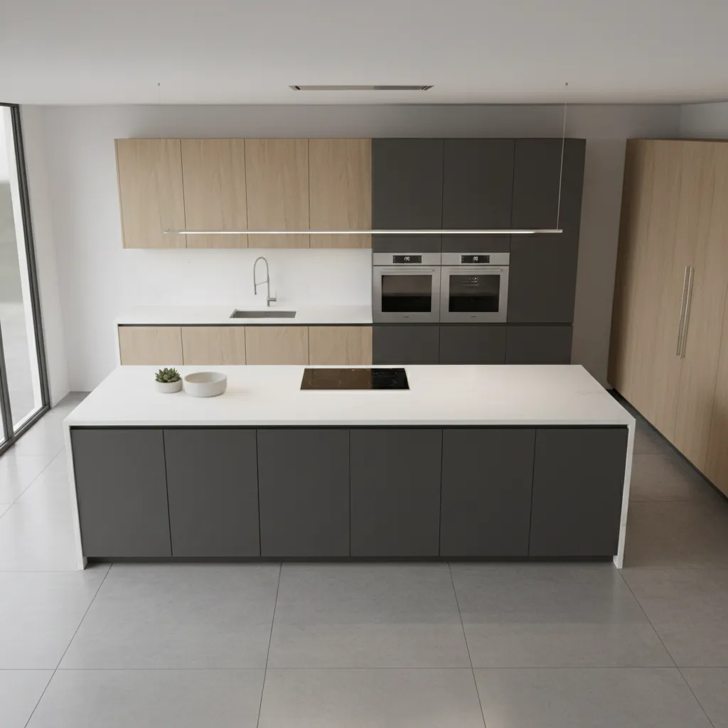3D kitchen layout visualization created using an online kitchen design planner