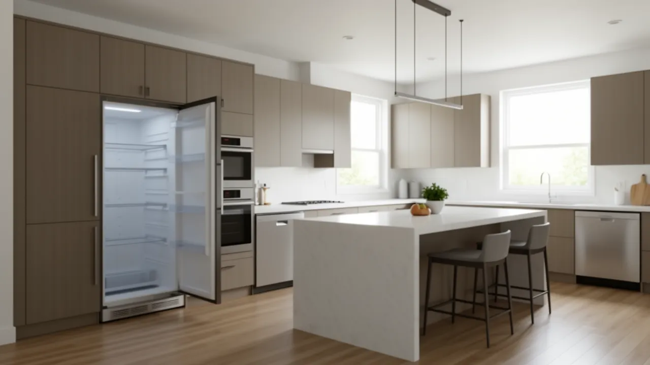 kitchen layout showing appliance door clearance space