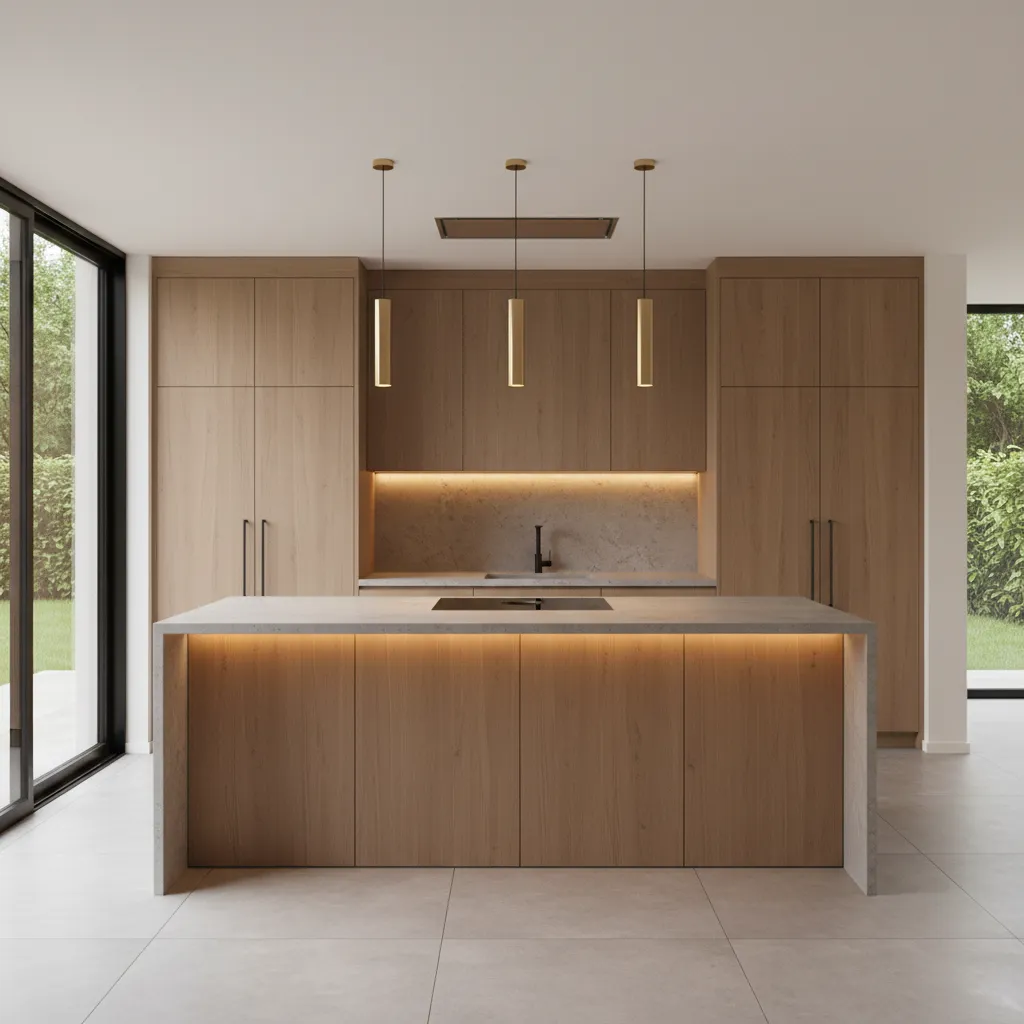 cocina moderna con distribución optimizada y muebles integrados