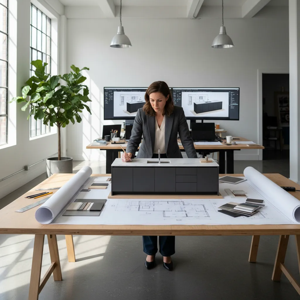 Planificación de distribución de cocina moderna
