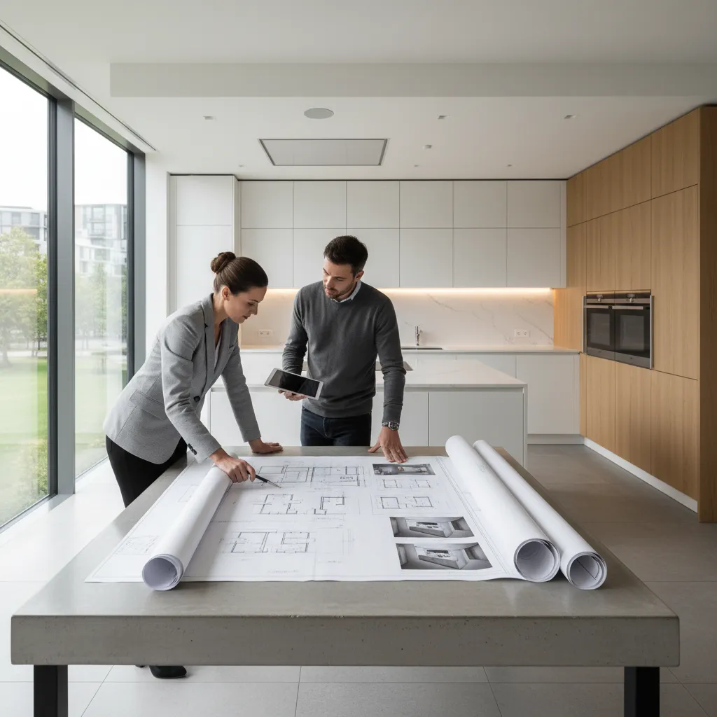 Proceso de planificación de cocina con distribución optimizada