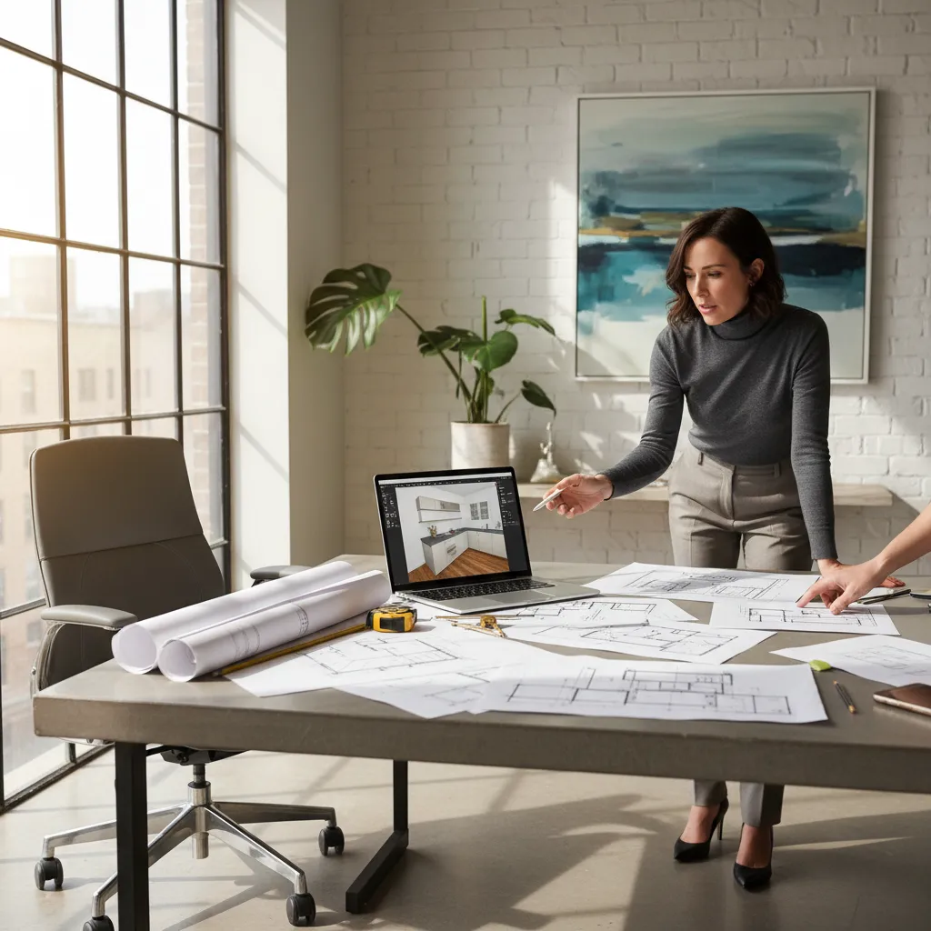 planificación de distribución de cocina en un proyecto de interiorismo