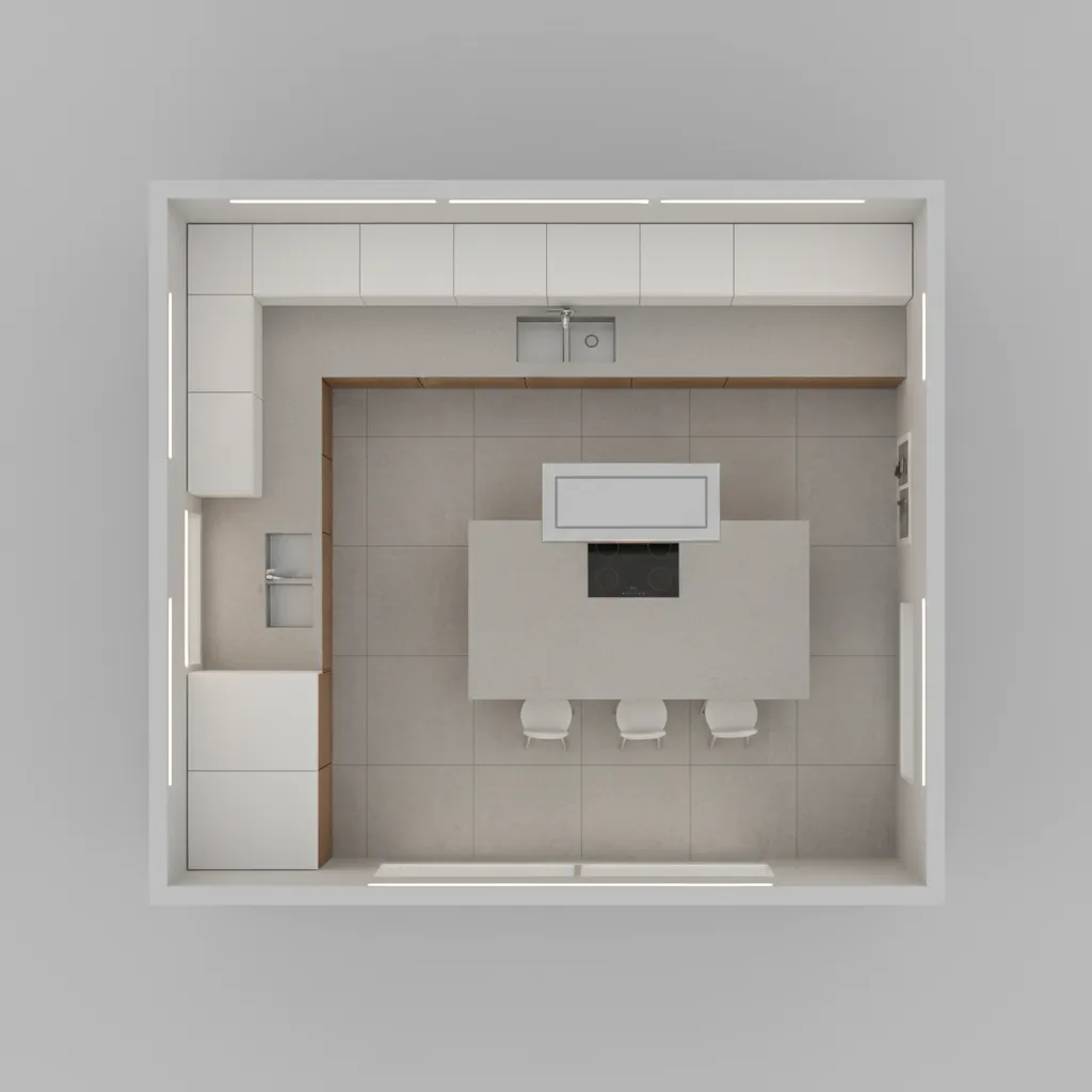 3D kitchen layout floor plan visualization