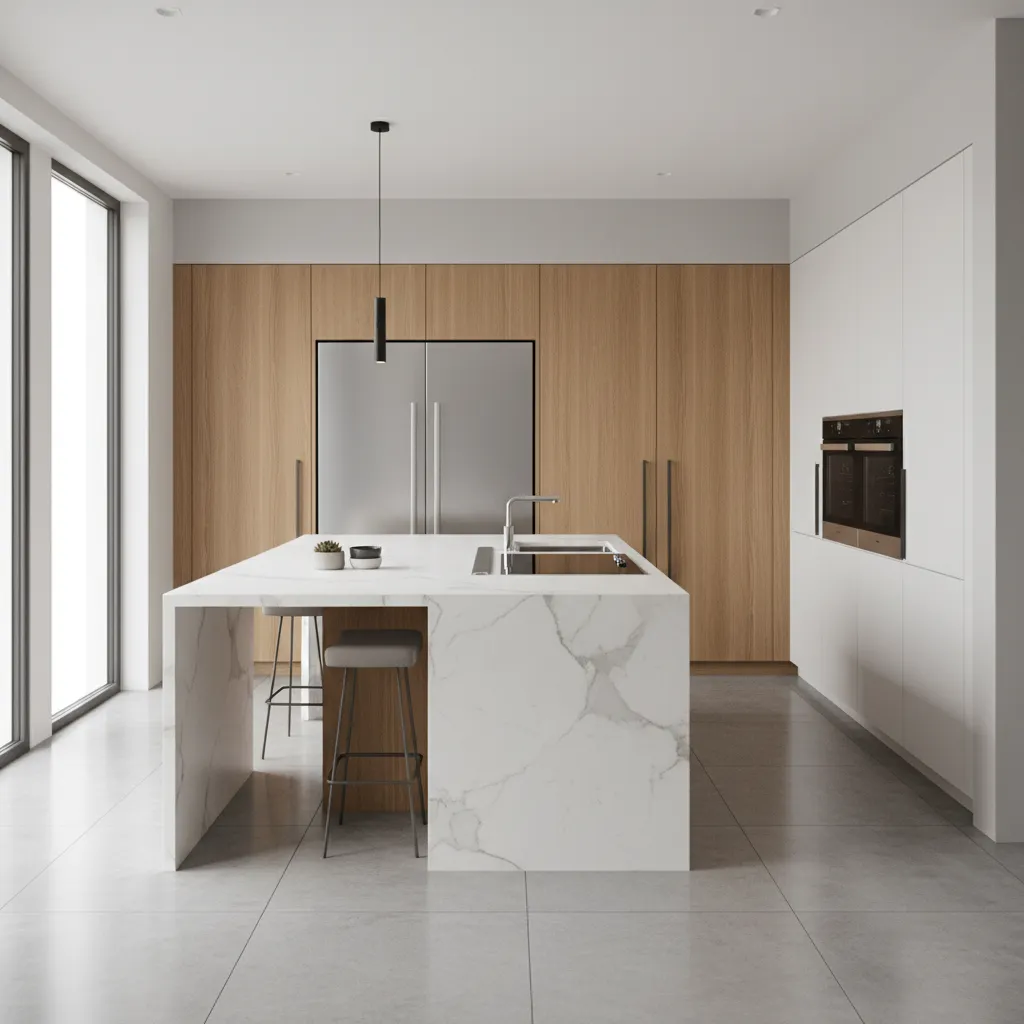 modern kitchen interior showing clear layout zones and island