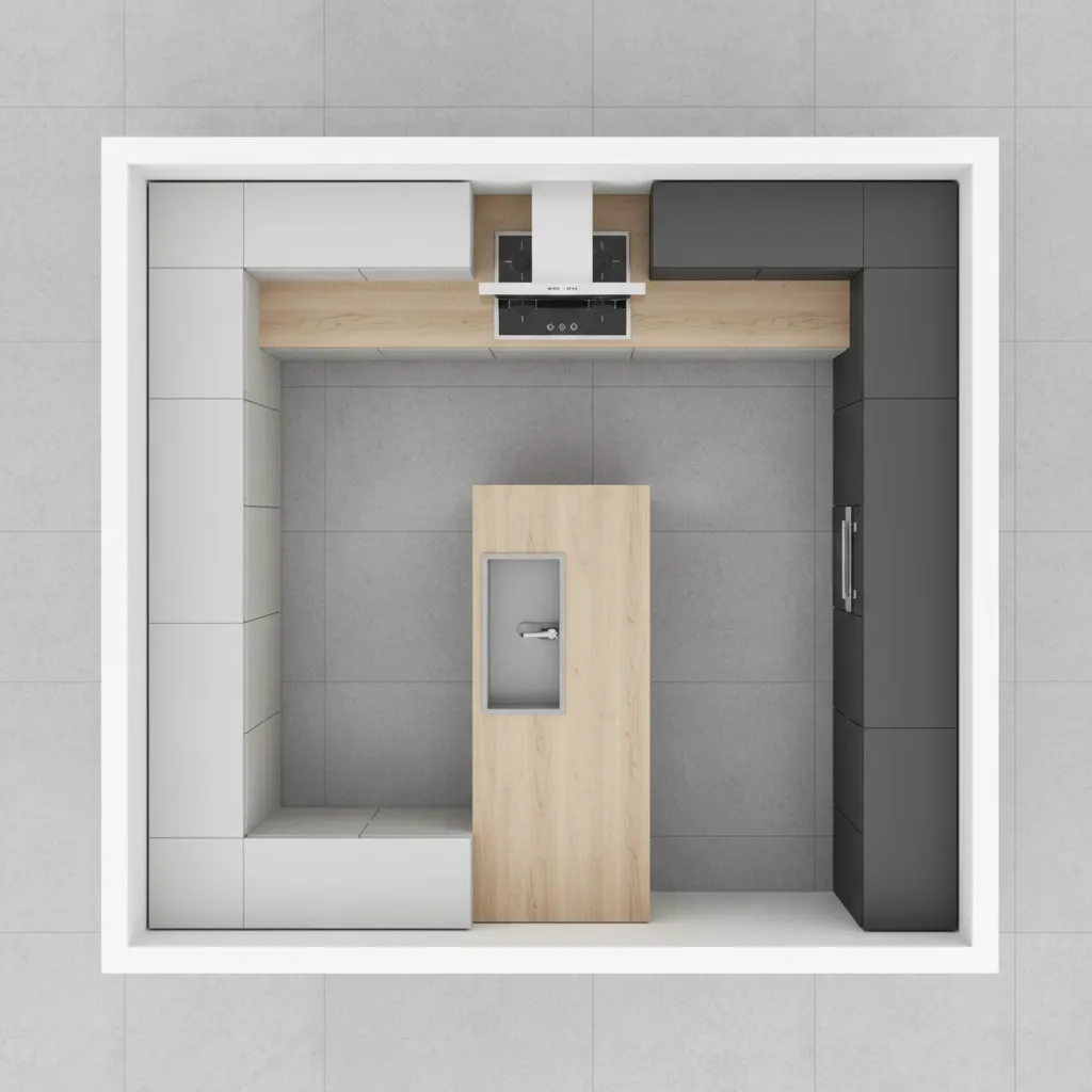 kitchen layout redesign planning with cabinets and island arrangement