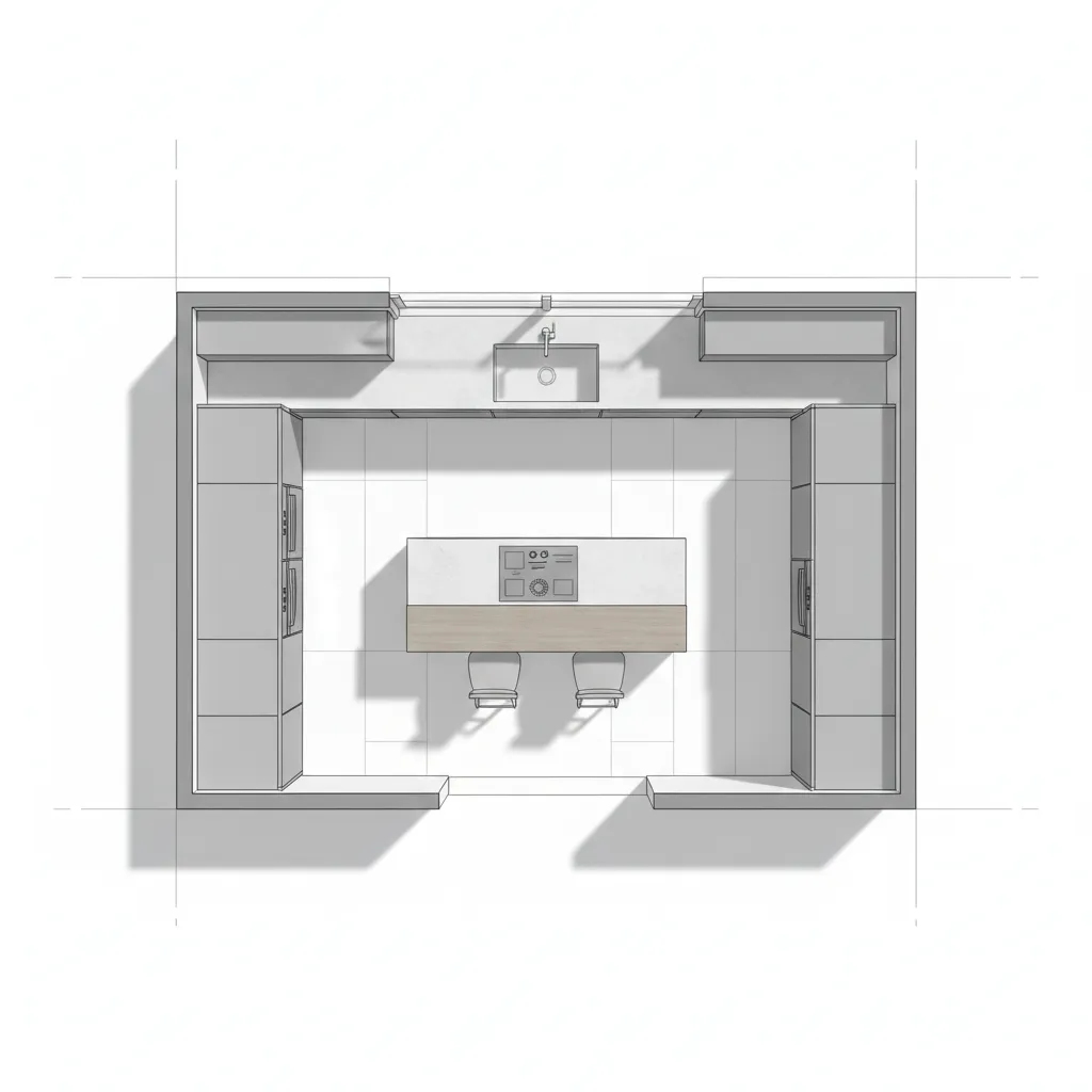 Kitchen remodeling floor plan showing improved circulation and layout design