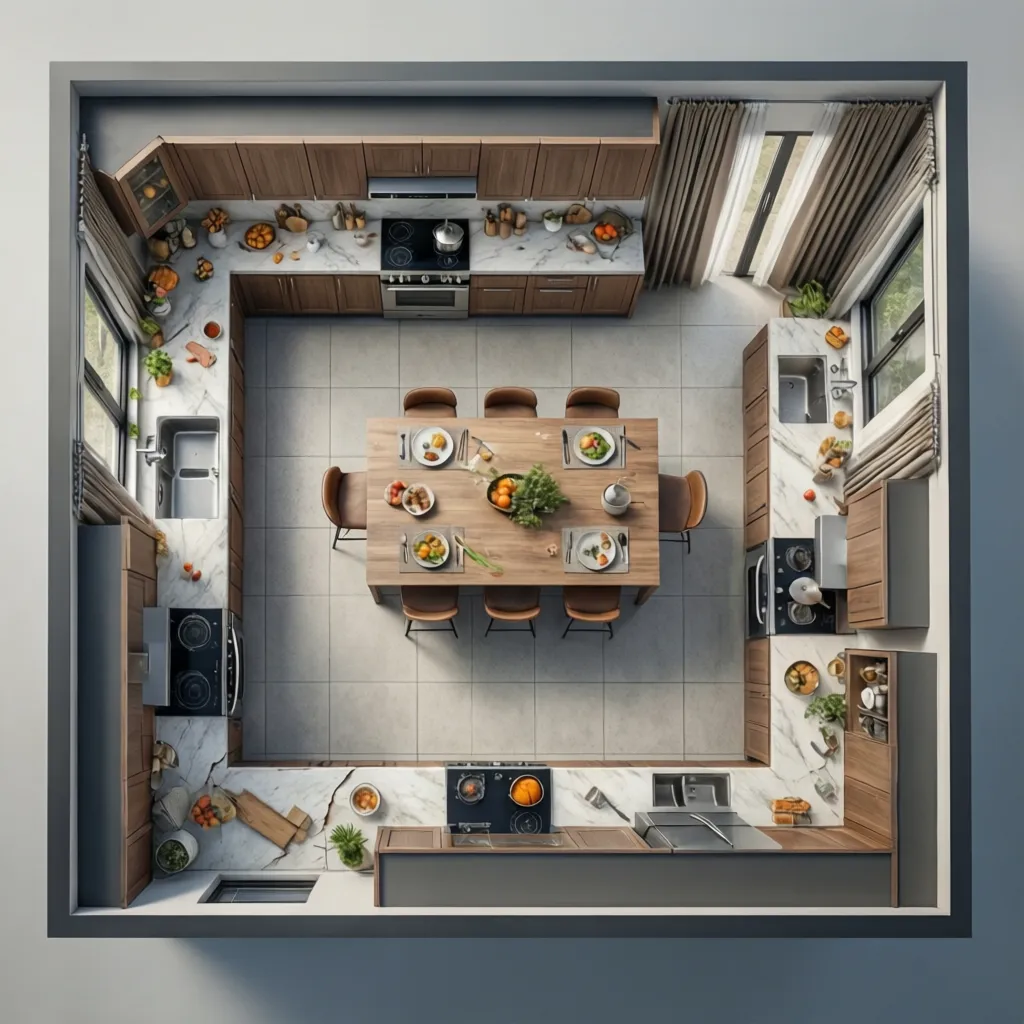 Ejemplos de diferentes distribuciones de cocina moderna