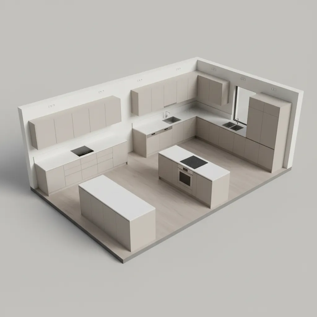 comparison of straight L-shaped and U-shaped kitchen layouts