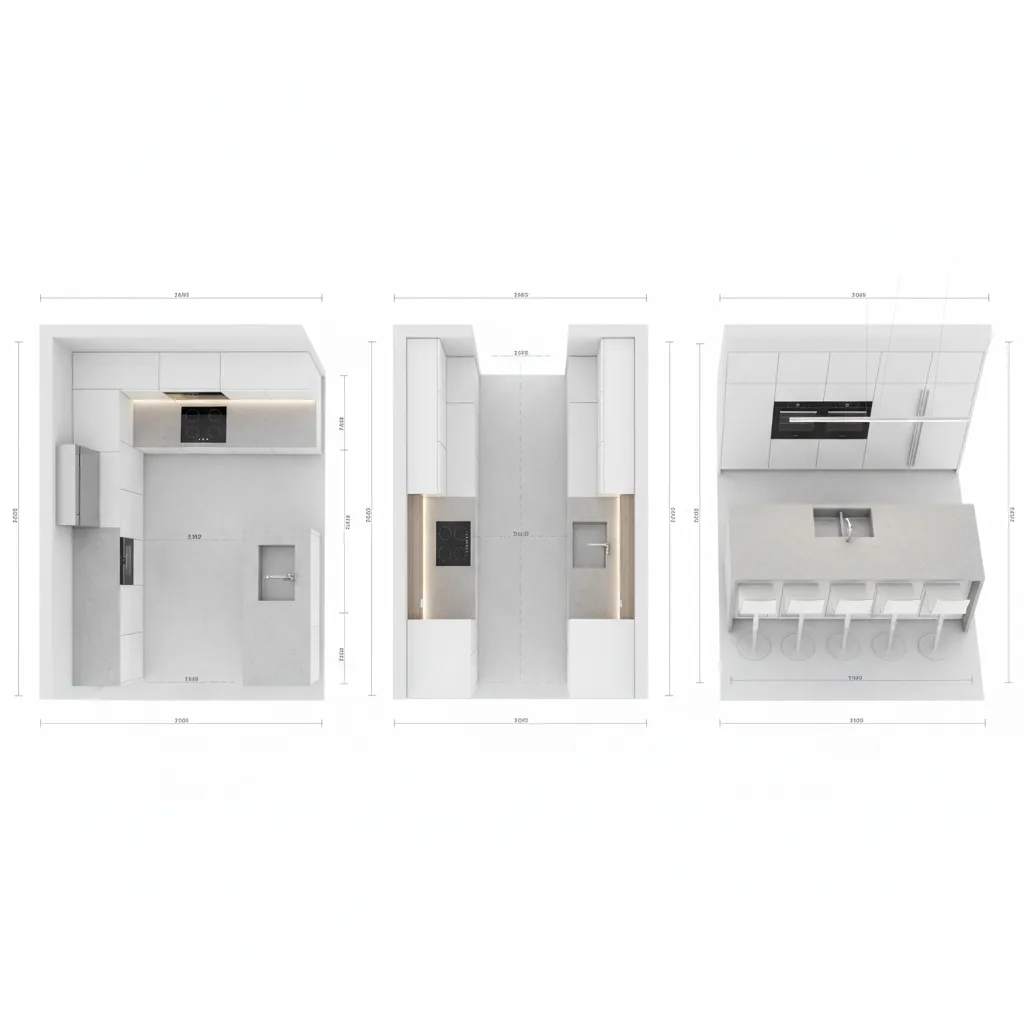comparison of L shaped galley and island kitchen layouts