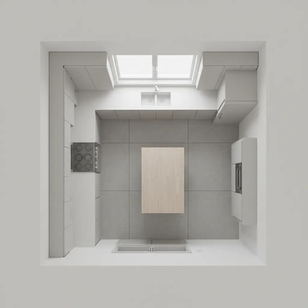 kitchen layout diagram showing sink stove refrigerator work triangle