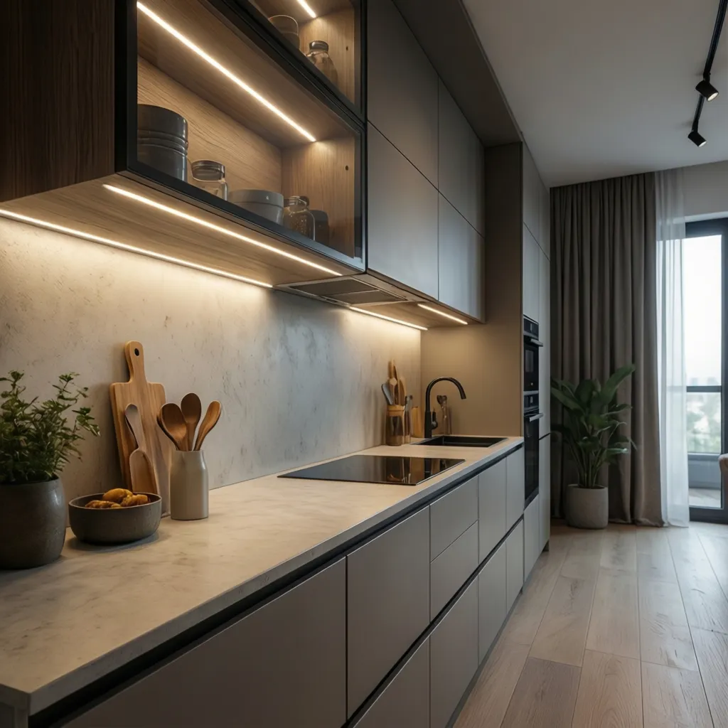 đèn LED dây dưới tủ bếp
