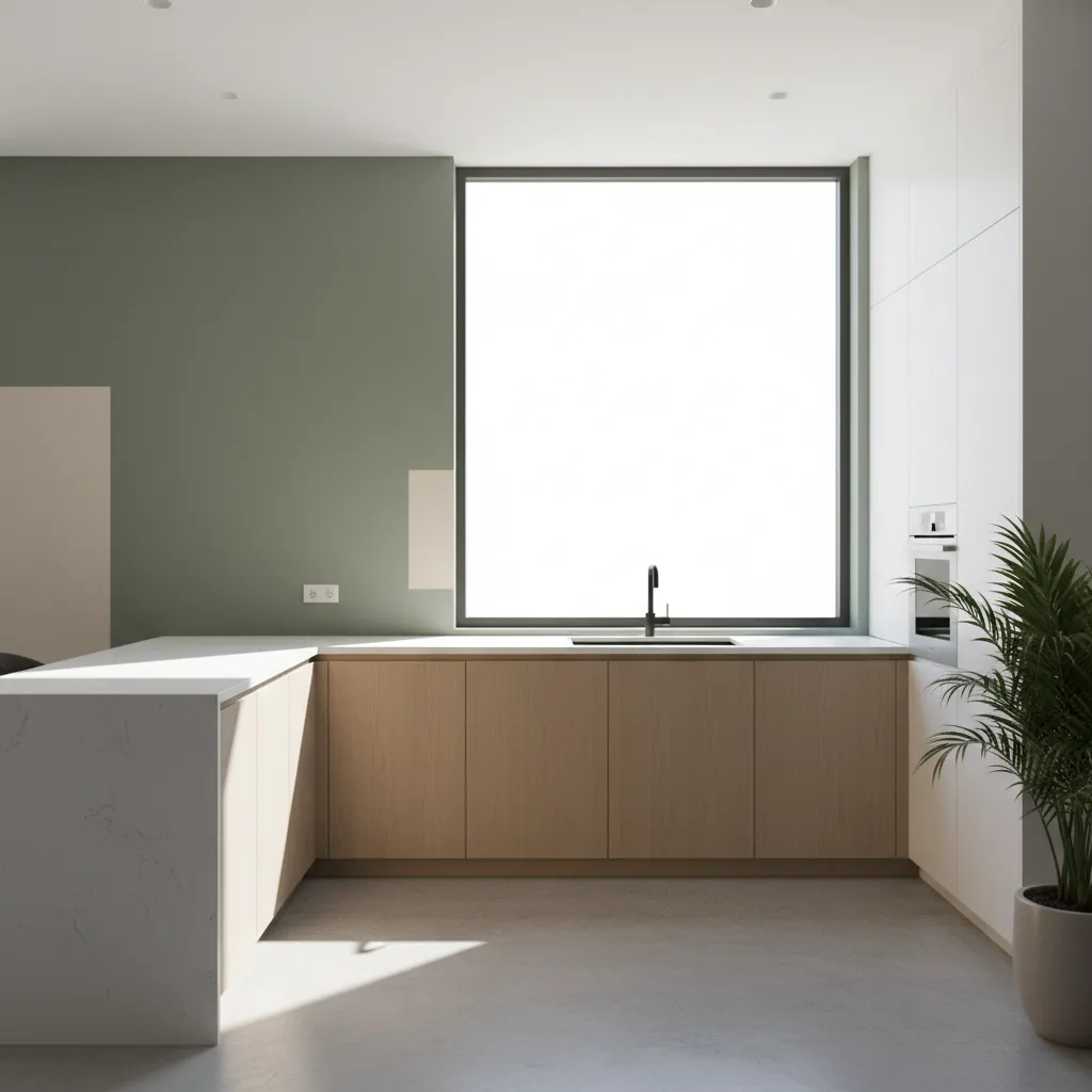 kitchen showing how natural lighting affects wall color appearance