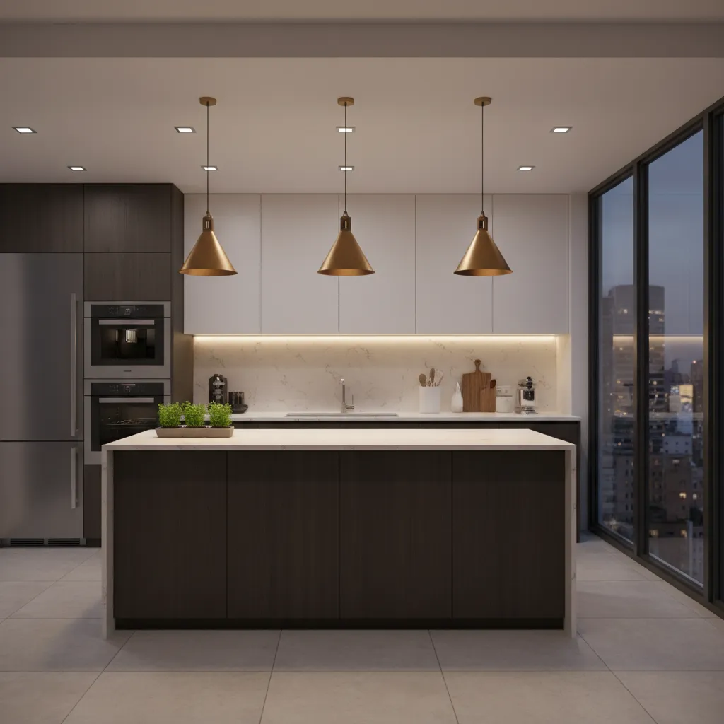 Kitchen lighting design with pendant lights recessed lights and under cabinet lighting