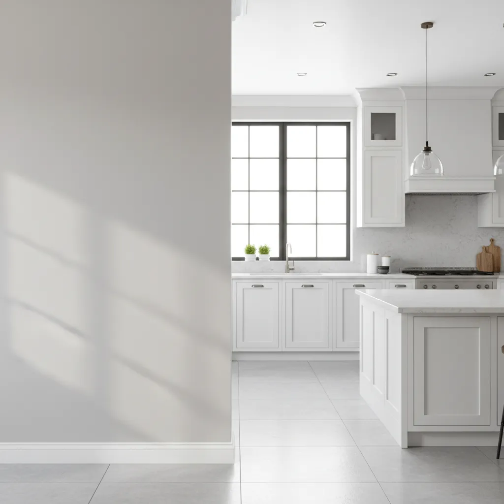 Kitchen wall area demonstrating satin versus semi gloss paint finishes