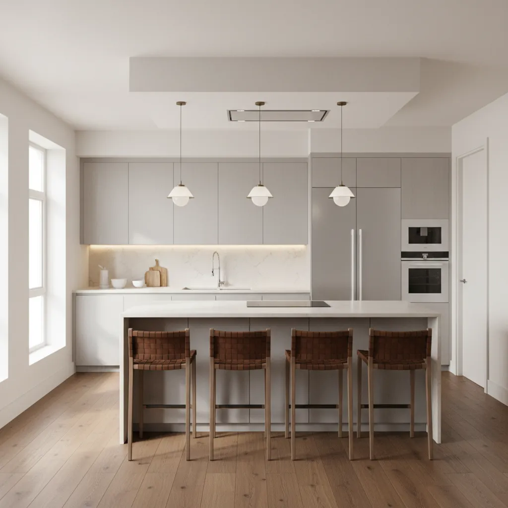 bright kitchen with satin painted walls and clean ceiling finish
