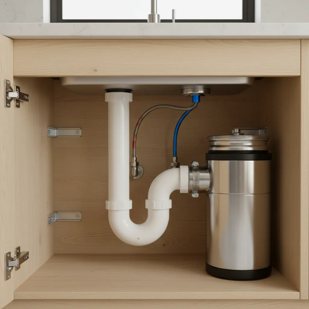 under-sink plumbing connections for kitchen sink installation