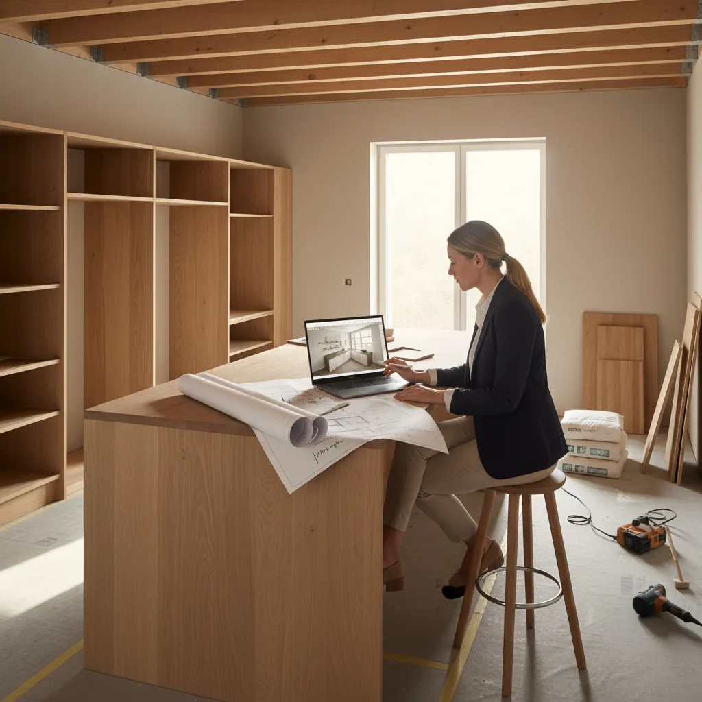 kitchen renovation planning scene showing layout and remodeling concept
