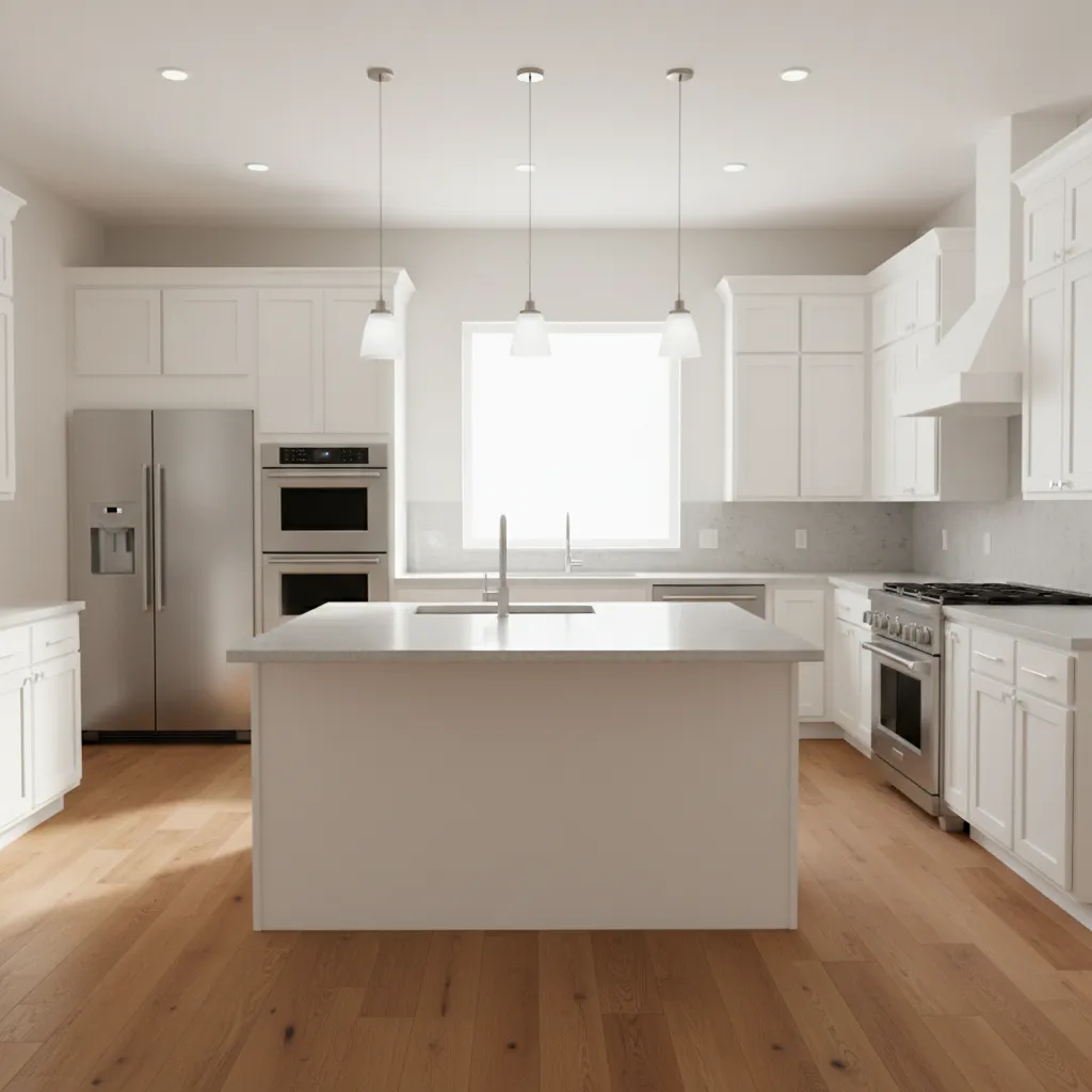 modern kitchen renovation interior with island and upgraded cabinetry