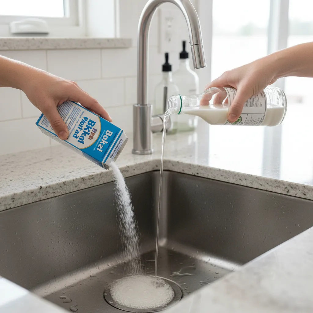cleaning kitchen sink drain to remove fruit fly breeding area