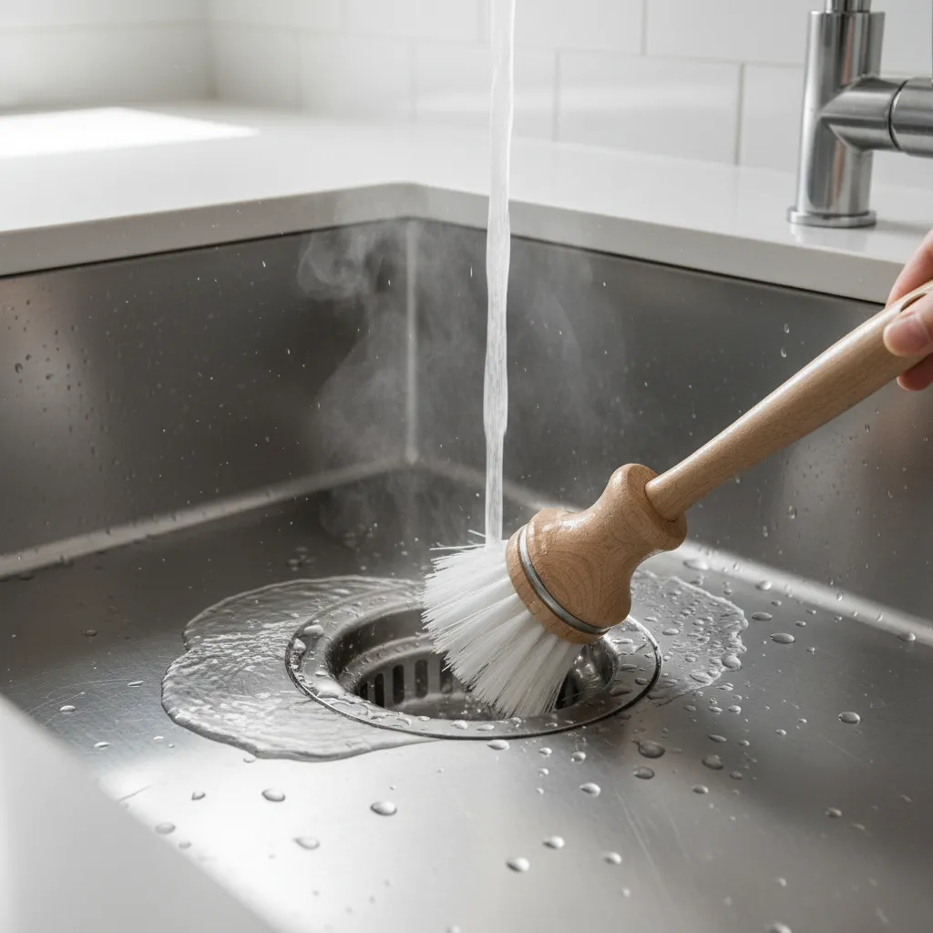 Cleaning kitchen sink drain to remove drain flies