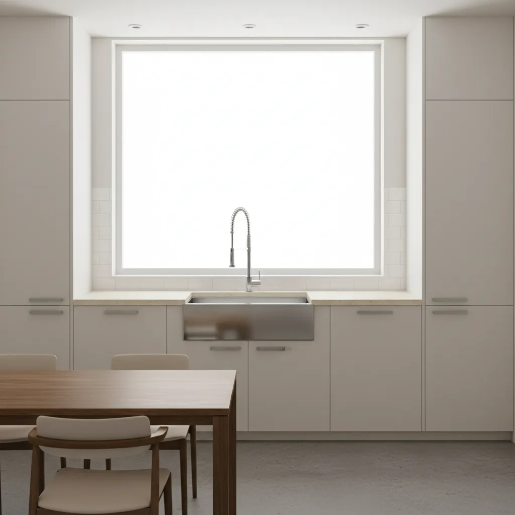 modern kitchen sink and faucet installed in quartz countertop