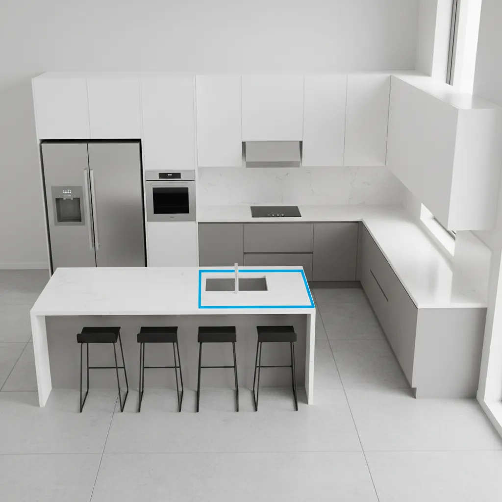 kitchen layout planning showing sink and counter space requirements
