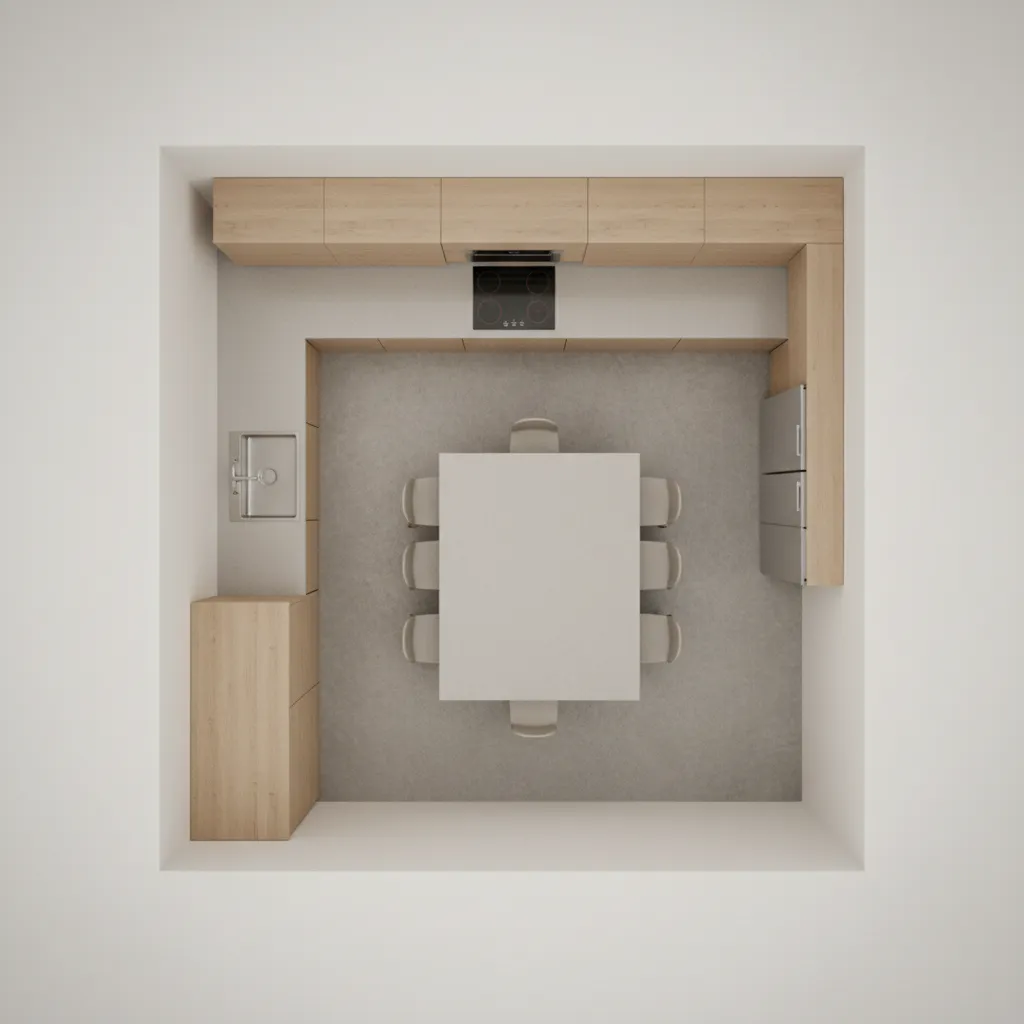kitchen layout showing sink stove and refrigerator work triangle