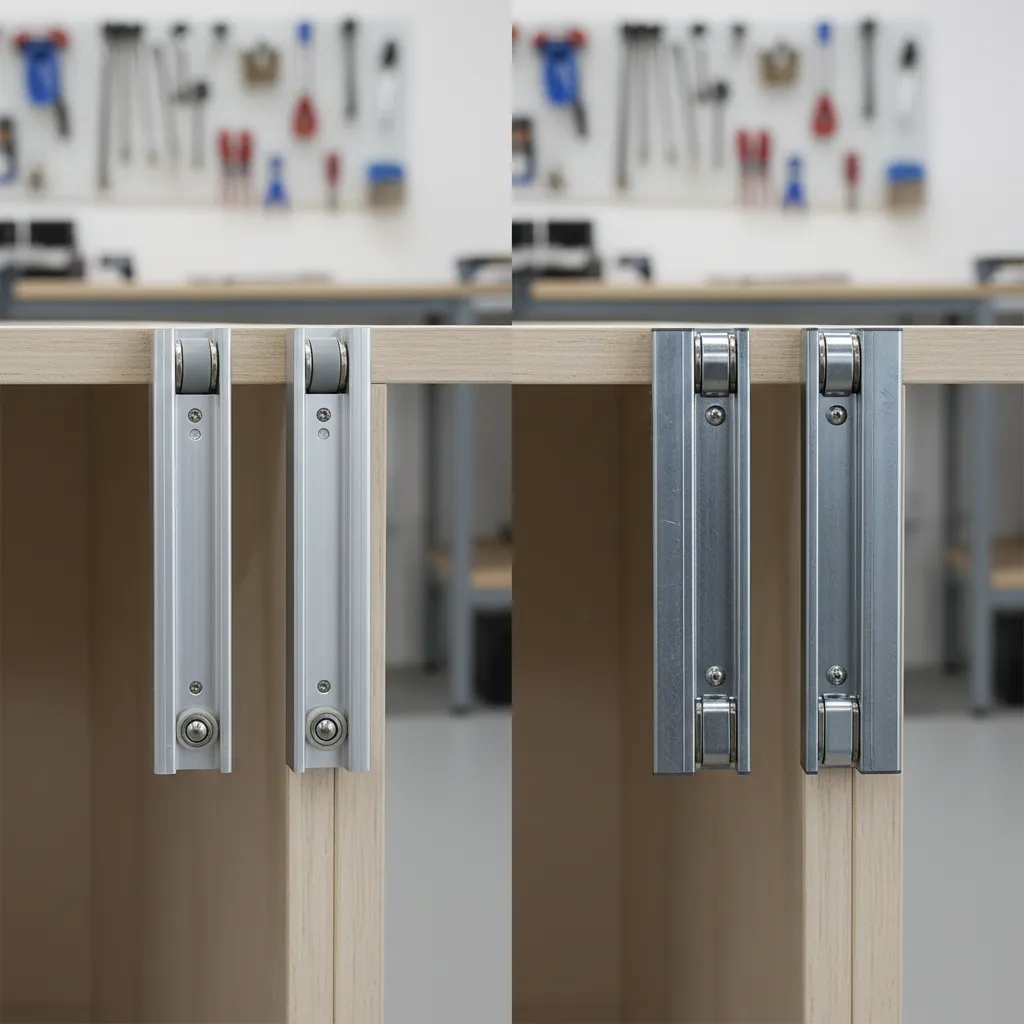 Comparison of aluminum and steel sliding cabinet track systems
