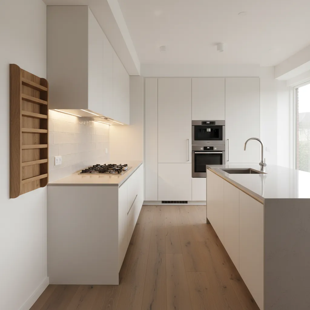 kitchen wall spice rack mounted beside stove showing proper placement
