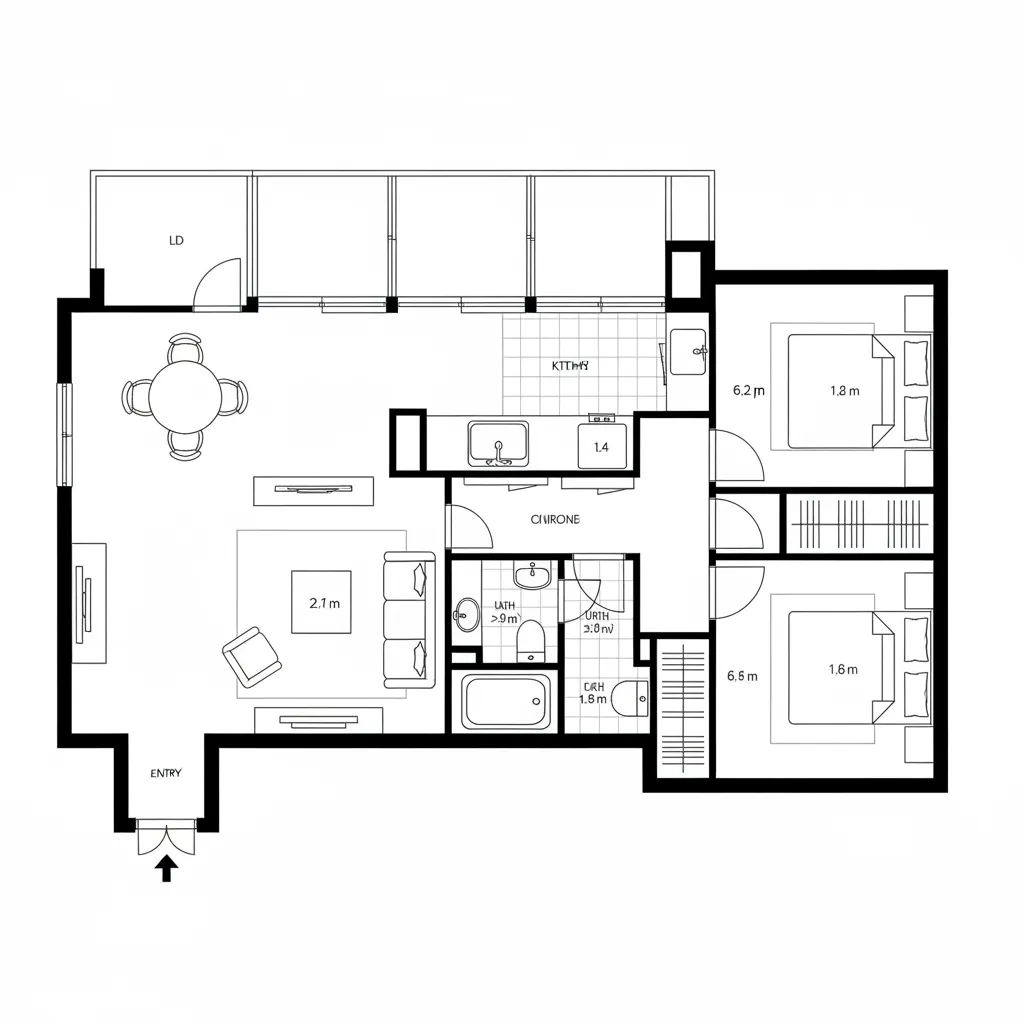 独立キッチンを“窓の手前”で止める