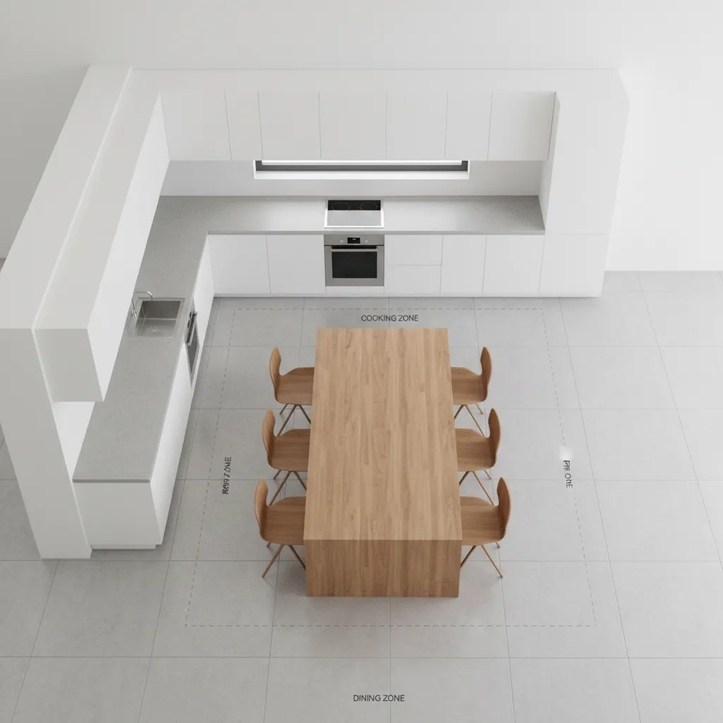diagram showing ideal chair spacing around kitchen table