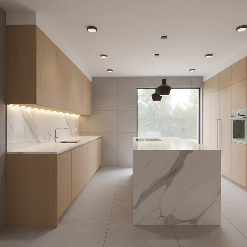 Iluminación funcional en encimera de cocina