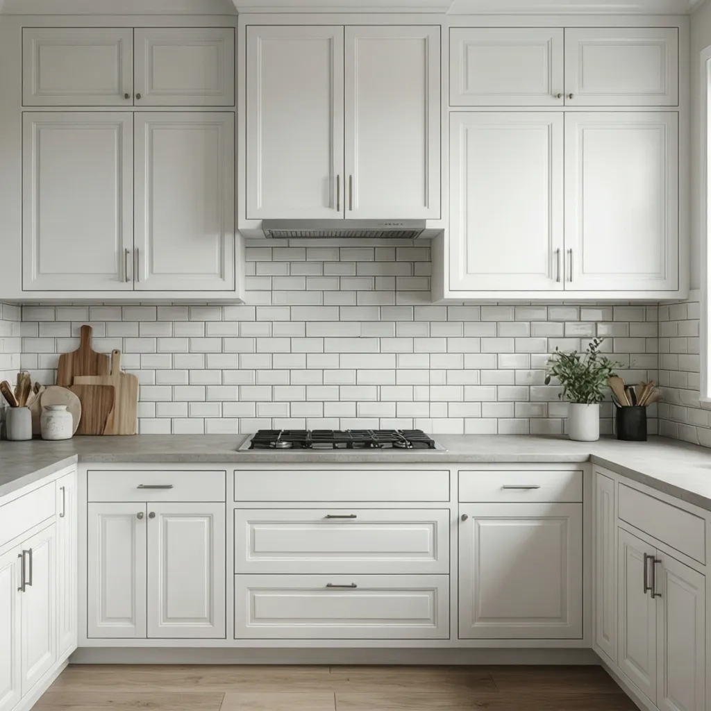 Popular Tile Layout Patterns for White Kitchens