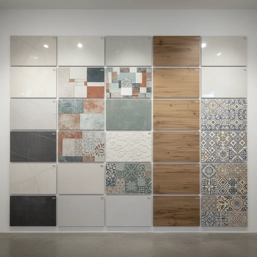 comparison of ceramic vitrified and patterned kitchen tiles