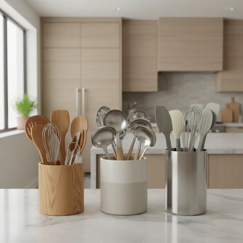 Best Materials for Kitchen Utensil Holders Wood Ceramic or Metal