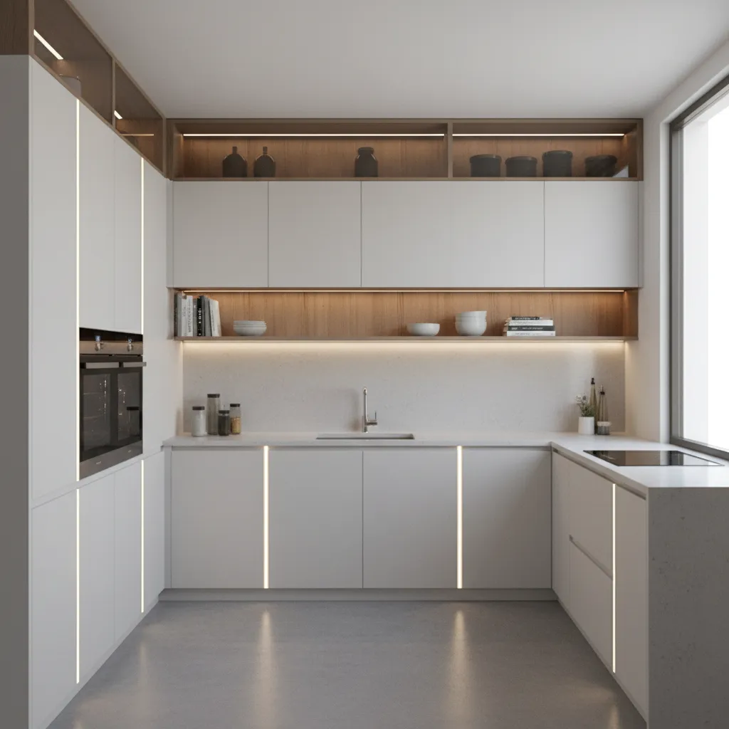 visual explanation of kitchen vertical storage zones including cabinet top storage area