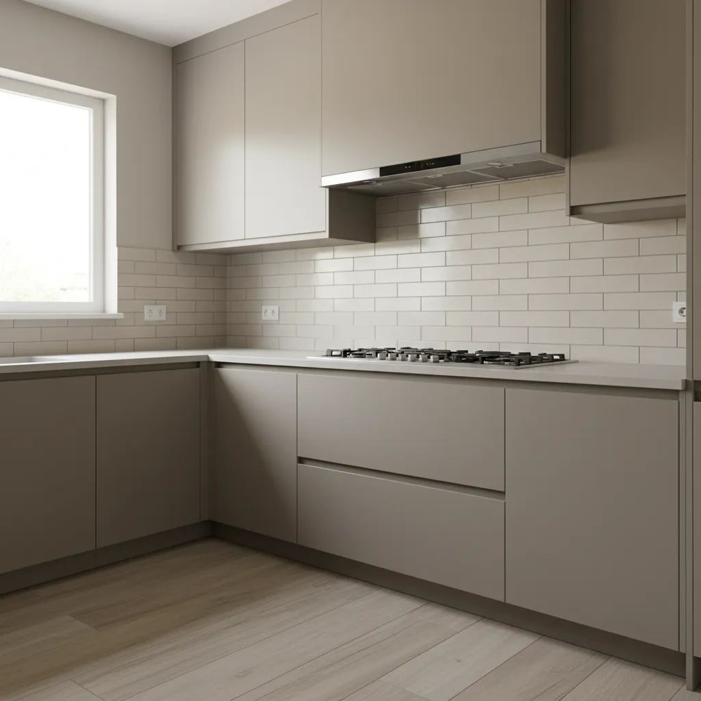 Kitchen wall with visible grease buildup near stove area