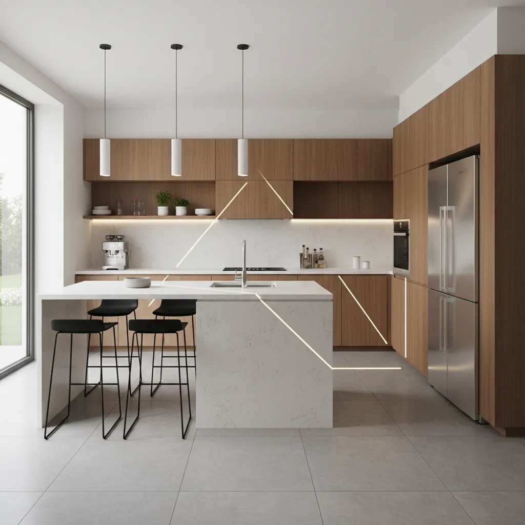 kitchen work triangle showing sink stove and refrigerator positions