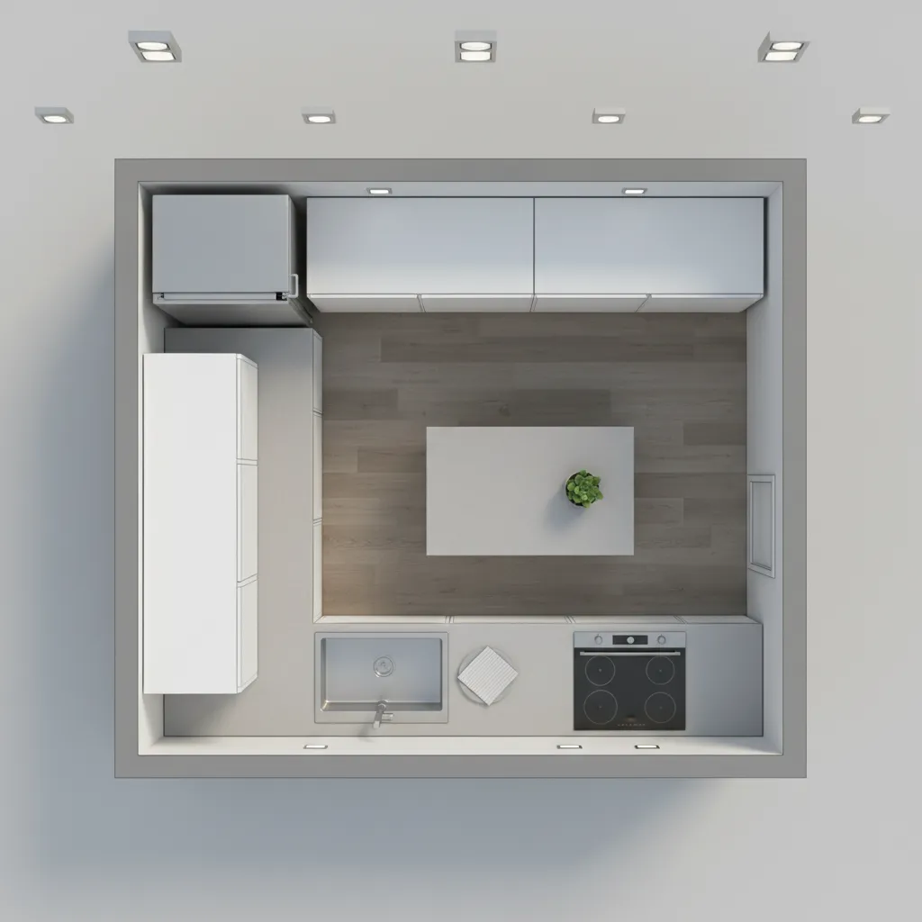 kitchen work triangle showing sink stove and refrigerator relationship
